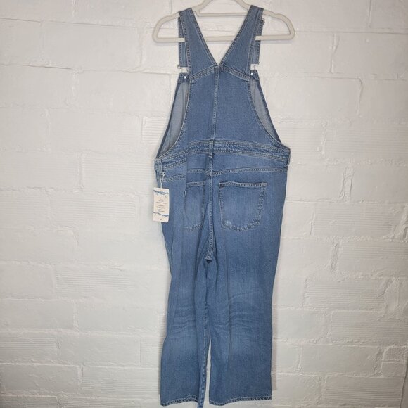 H & M Women's Large Jean Denim Overalls Coveralls Distressed - Picture 2 of 8